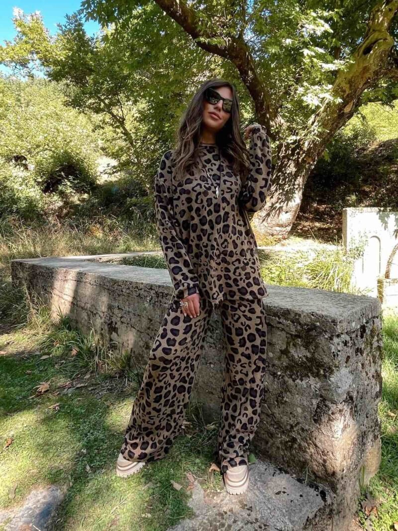 Παντελόνα Πλεκτή Λεοπάρ Prive