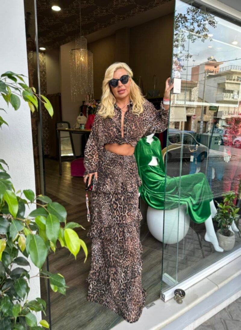 Φούστα Maxi με Βολάν Animal Print - SheX