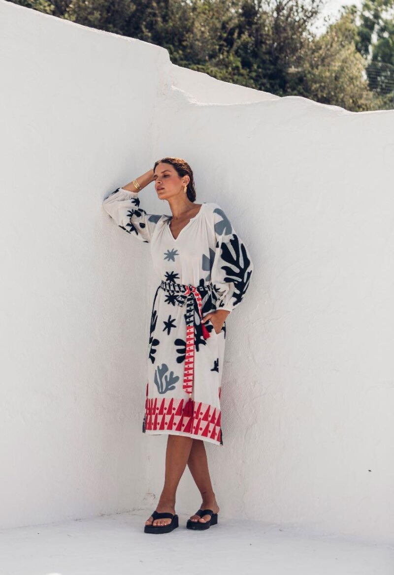Φόρεμα boho με ζώνη στη μέση - NEMA