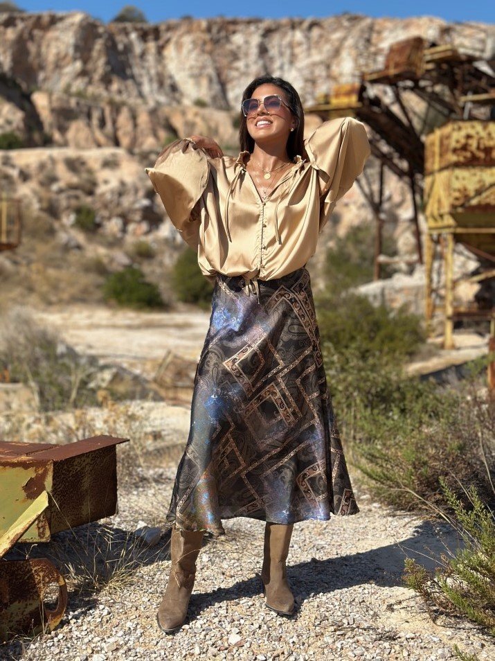 Φούστα Satin εμπριμέ