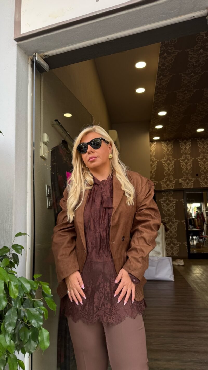 Καφέ Suede τζάκετ